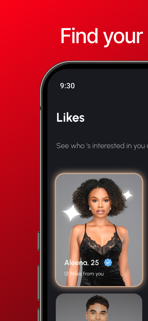 Kendra G Singles app interface showing the likes section with a verified user profile card