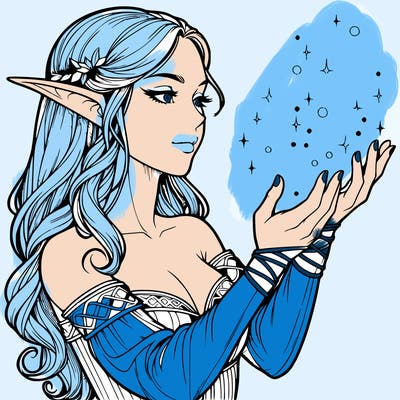 realistic elf girl doing magic