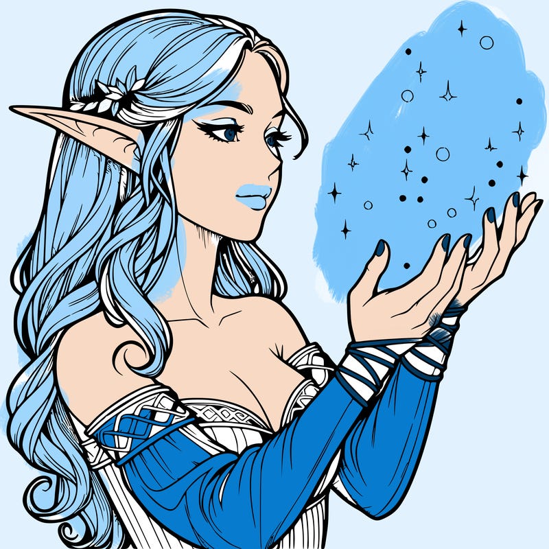 realistic elf girl doing magic