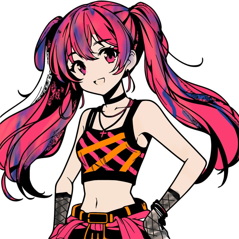 anime girl wearing crop top