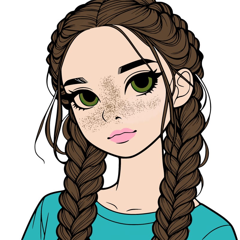 realistic girl with braids