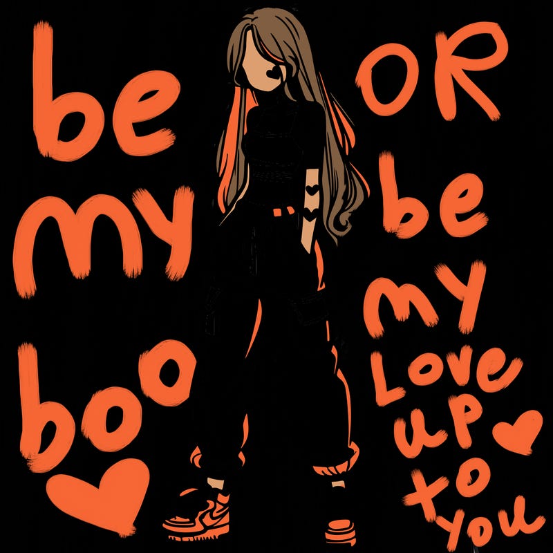 girl in baggy pants crop top and long hair