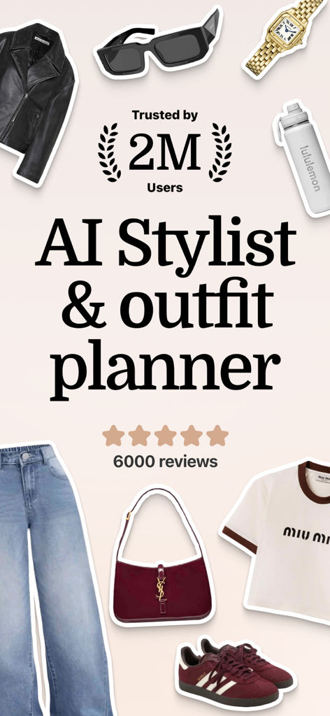 Fits – Outfit Planner & Closet - Fits app promotional banner featuring AI stylist and outfit planner with clothing items