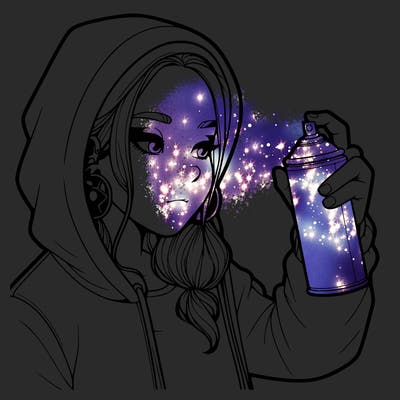 a realistic girl, spray painting