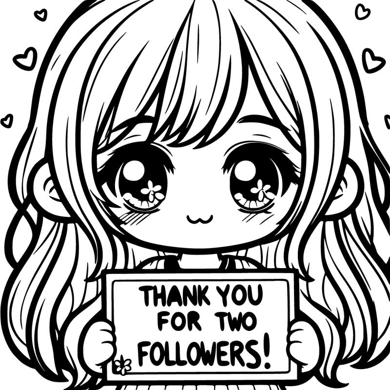 cute girl with a sign saying thank you for the two followers!