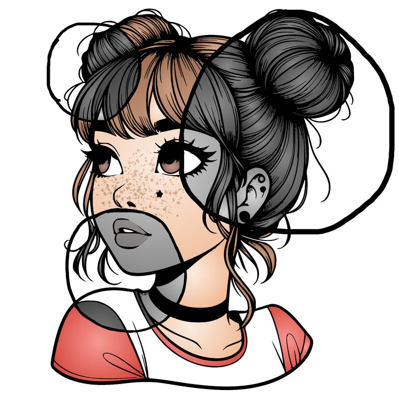 realistic girl with spacebuns