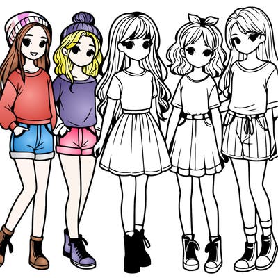 a group of five girls