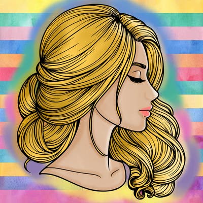 realistic woman's head & hair