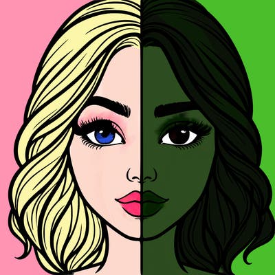 realistic girl split half