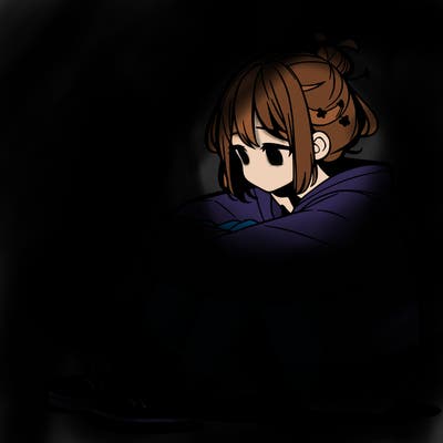 sad anime girl sitting alone