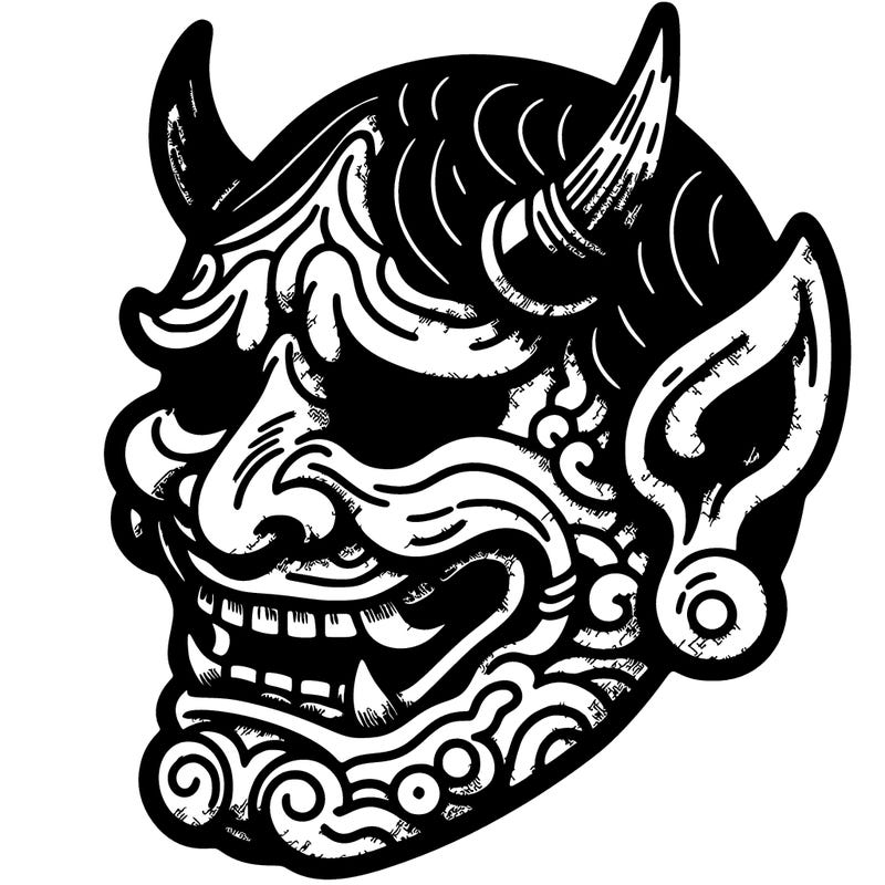 vintage japanese oni mask