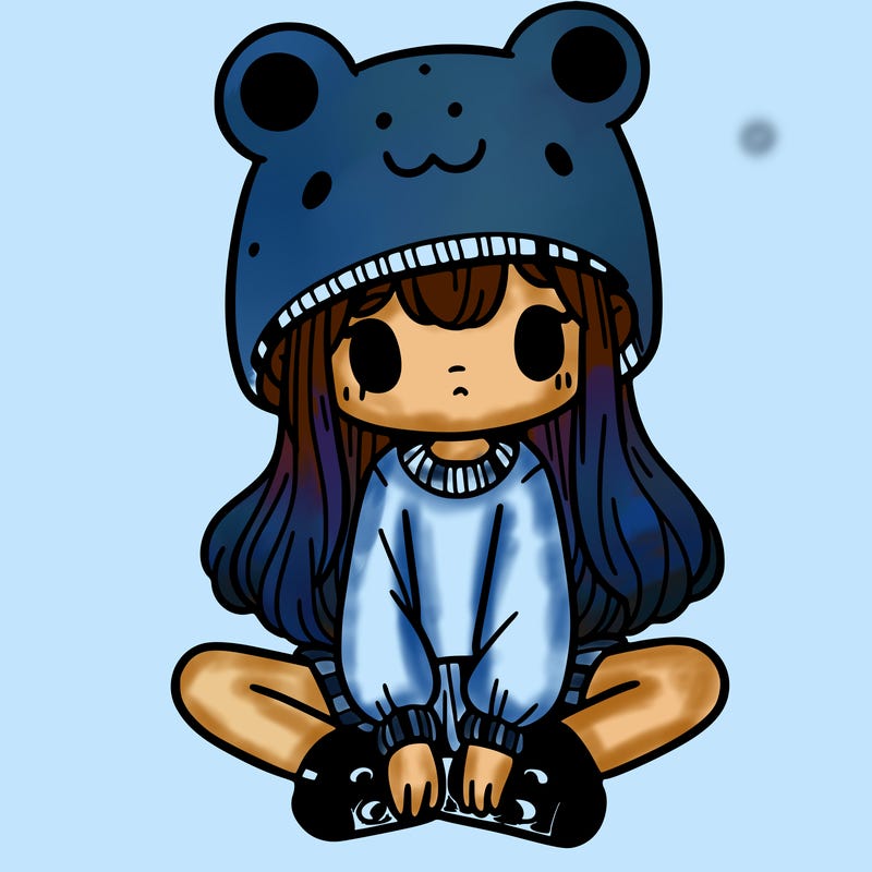 a girl wearing a frog hat and some frog socks