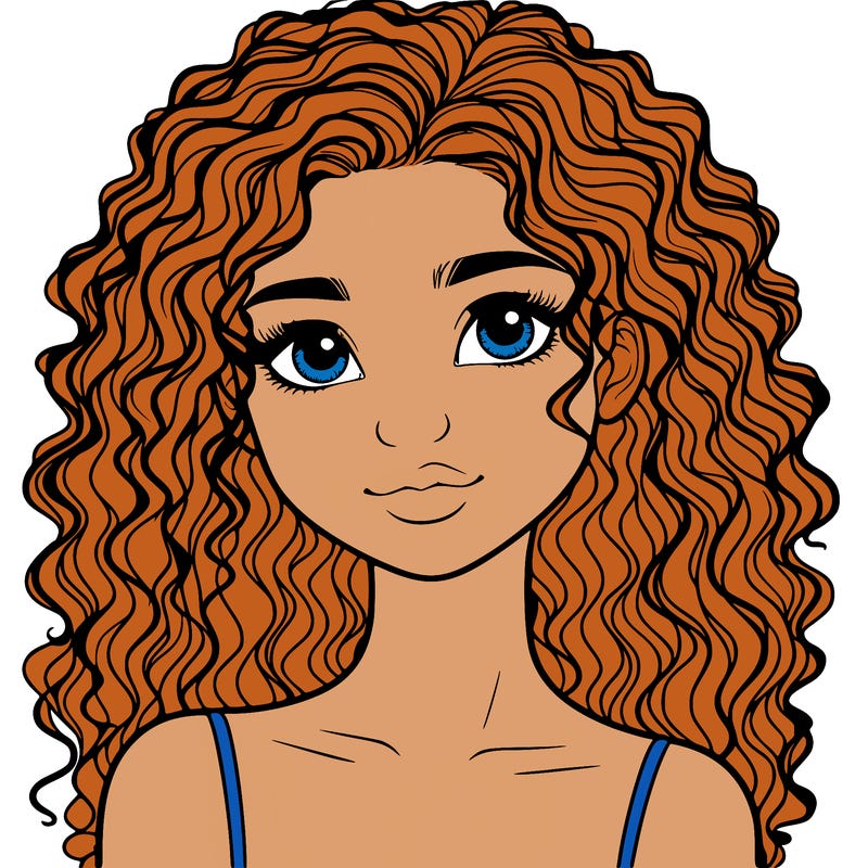 realistic girl with curly hair
