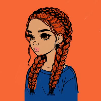 realistic girl with braids