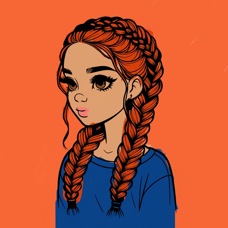 realistic girl with braids