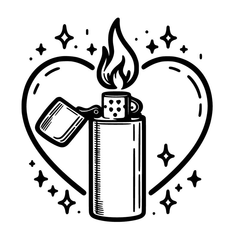 lighter but the fire is in heart shape