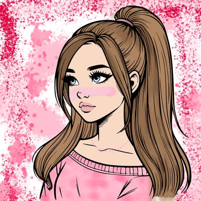 realistic girl with a high ponytail