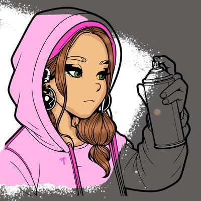 a realistic girl, spray painting