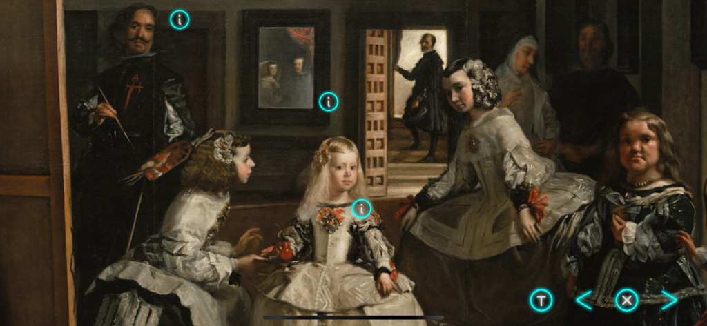 Art Legacy - Vista interactiva de Las Meninas de Velázquez en la aplicación Art Legacy con puntos de información