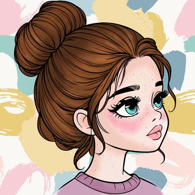 realistic girl with bun