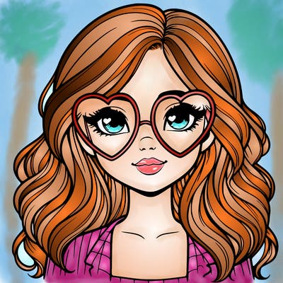 realistic girl wearing heart shaped glasses