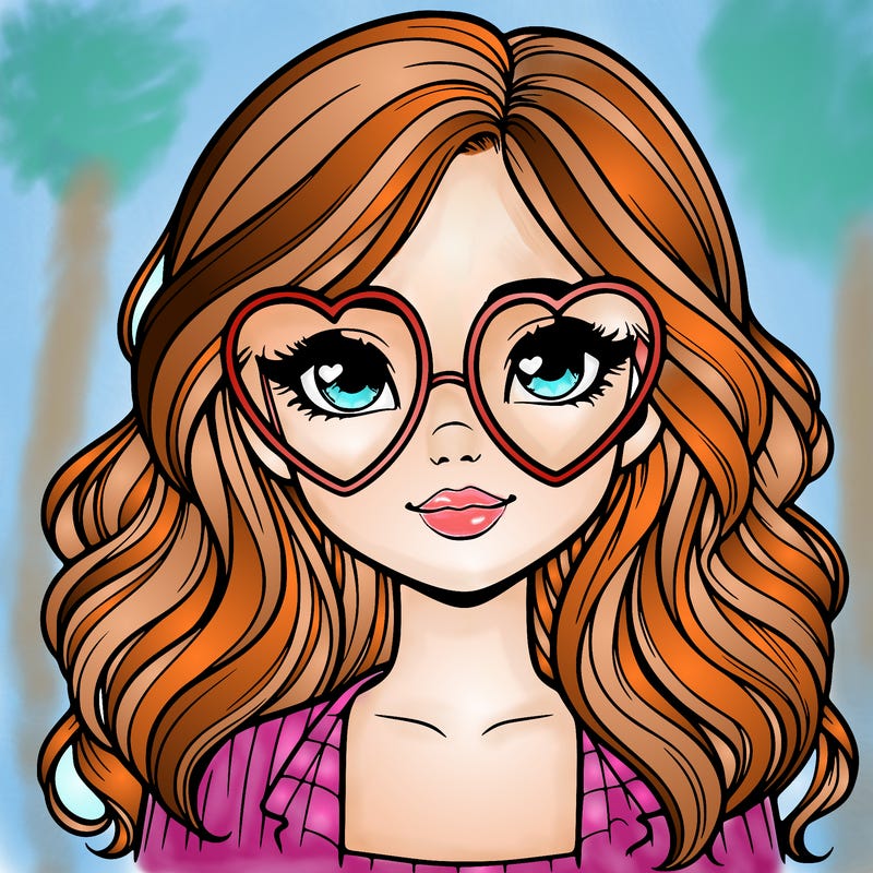realistic girl wearing heart shaped glasses