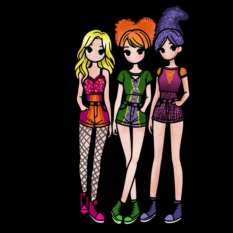 a group of girls wearing crop tops and shorts