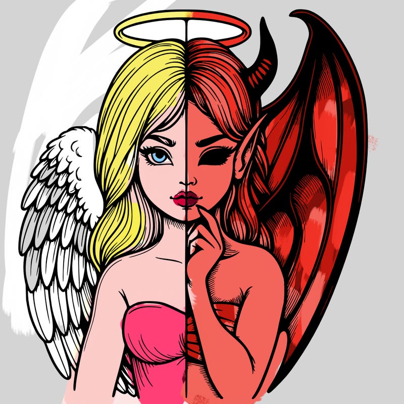 realistic angel half demon