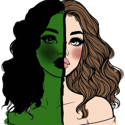 realistic girl with wavy hair and lips