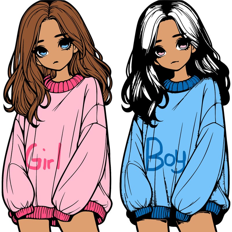 realistic girl with baggy sweater