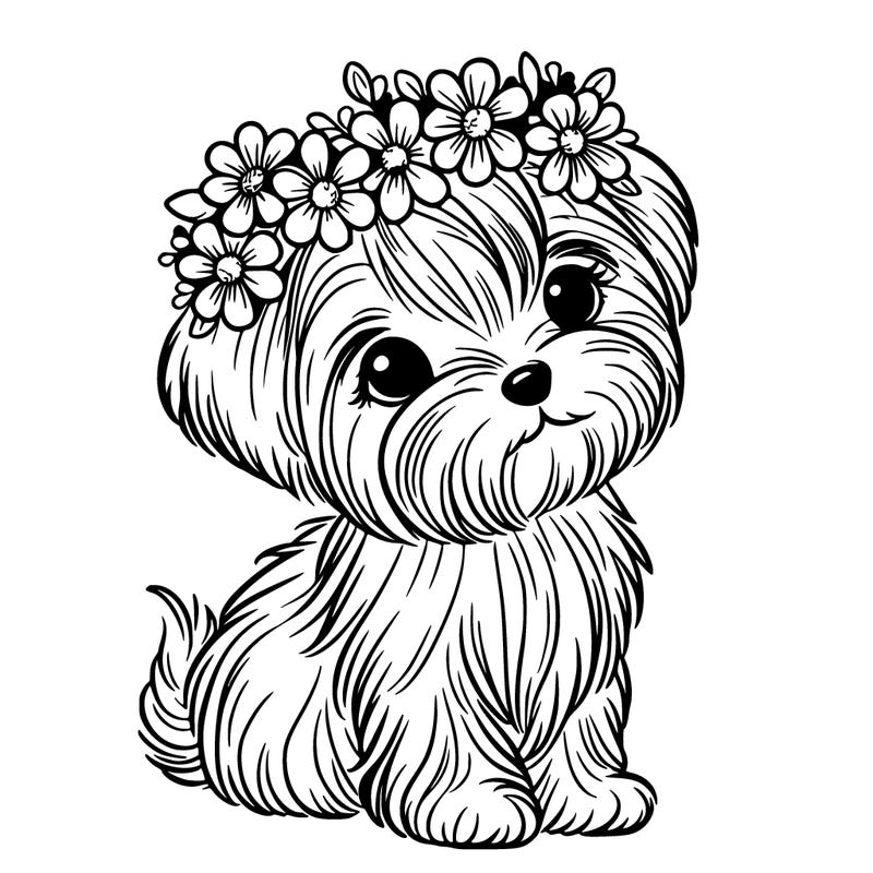 maltese wearing a flower crown