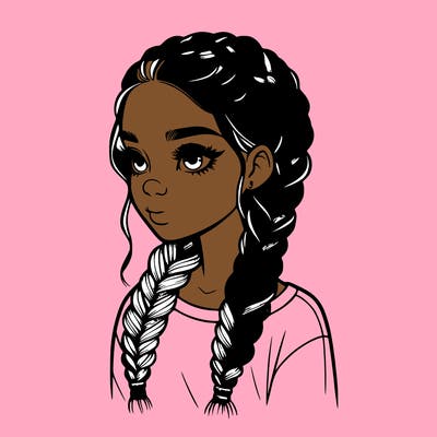 realistic girl with braids
