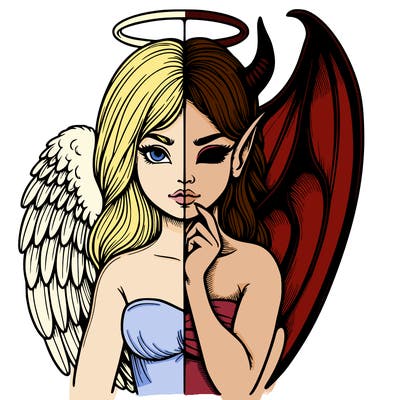 realistic angel half demon