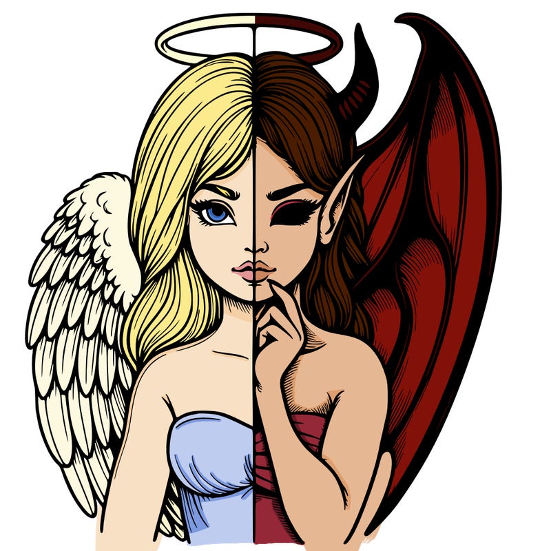 realistic angel half demon