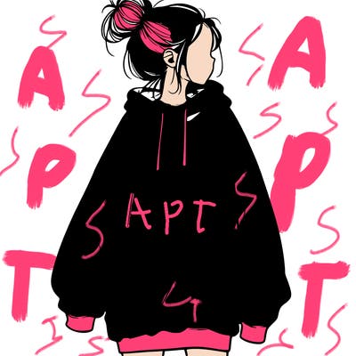 realistic girl with a oversized sweatshirt on and a bun