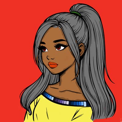 realistic girl with a high ponytail