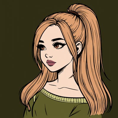 realistic girl with a high ponytail