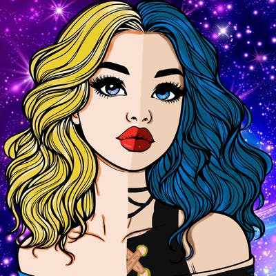 realistic girl with wavy hair and lips