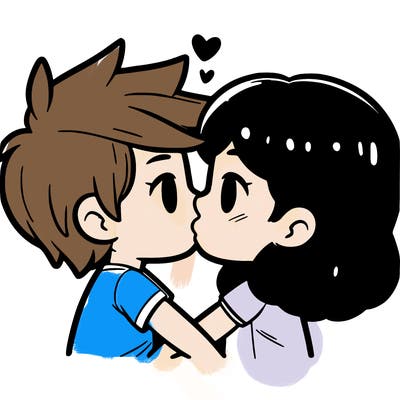 boy and girl kiss