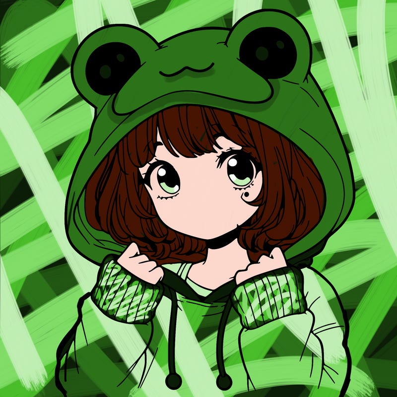 a cute teenage girl wearing a frog hoodie