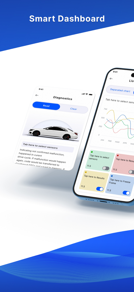 OBD2 Car Scanner - Torque FixD - Interfaz de panel inteligente que muestra gráficos de diagnóstico del coche y datos del motor en vivo