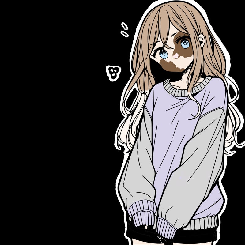 manga teen girl  in a sweater and baggy pants