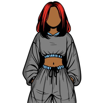 realistic girl faceless with baggy pants and a crop top