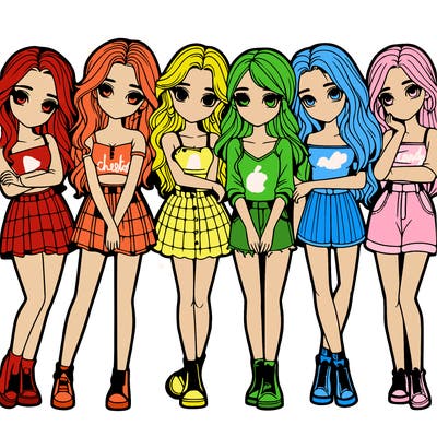 a group of girls realistic
