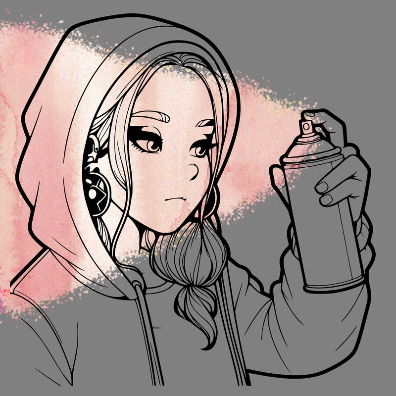 a realistic girl, spray painting