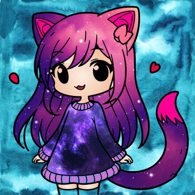 girl with cat ears and tail