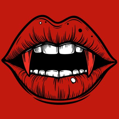 lips with vampire teeth