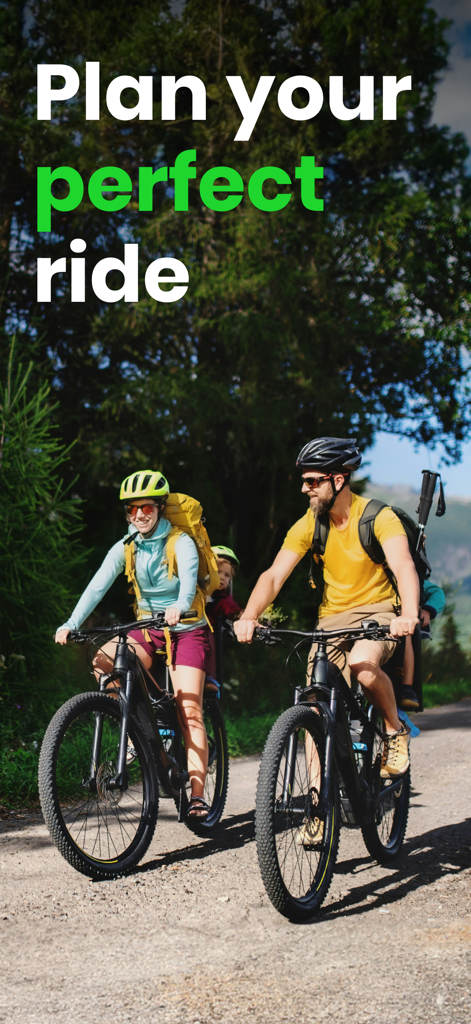 Cyclers: Bike Route Planner - Una familia montando en bicicleta junta en un pintoresco sendero al aire libre