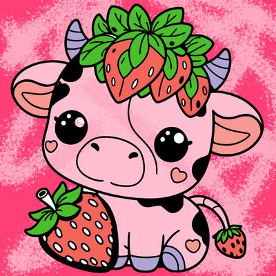cute strawberry cow