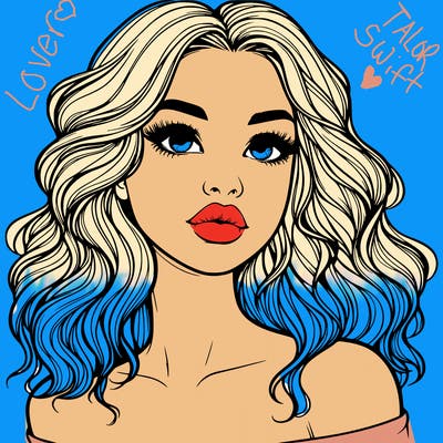 realistic girl with wavy hair and lips